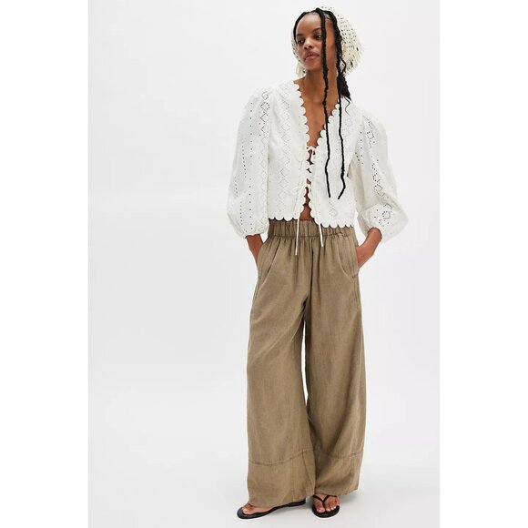 FREE PEOPLE Days End Pull-On Linen Blend Wide Leg Pants in Caiman Size X-Small - Picture 9 of 11